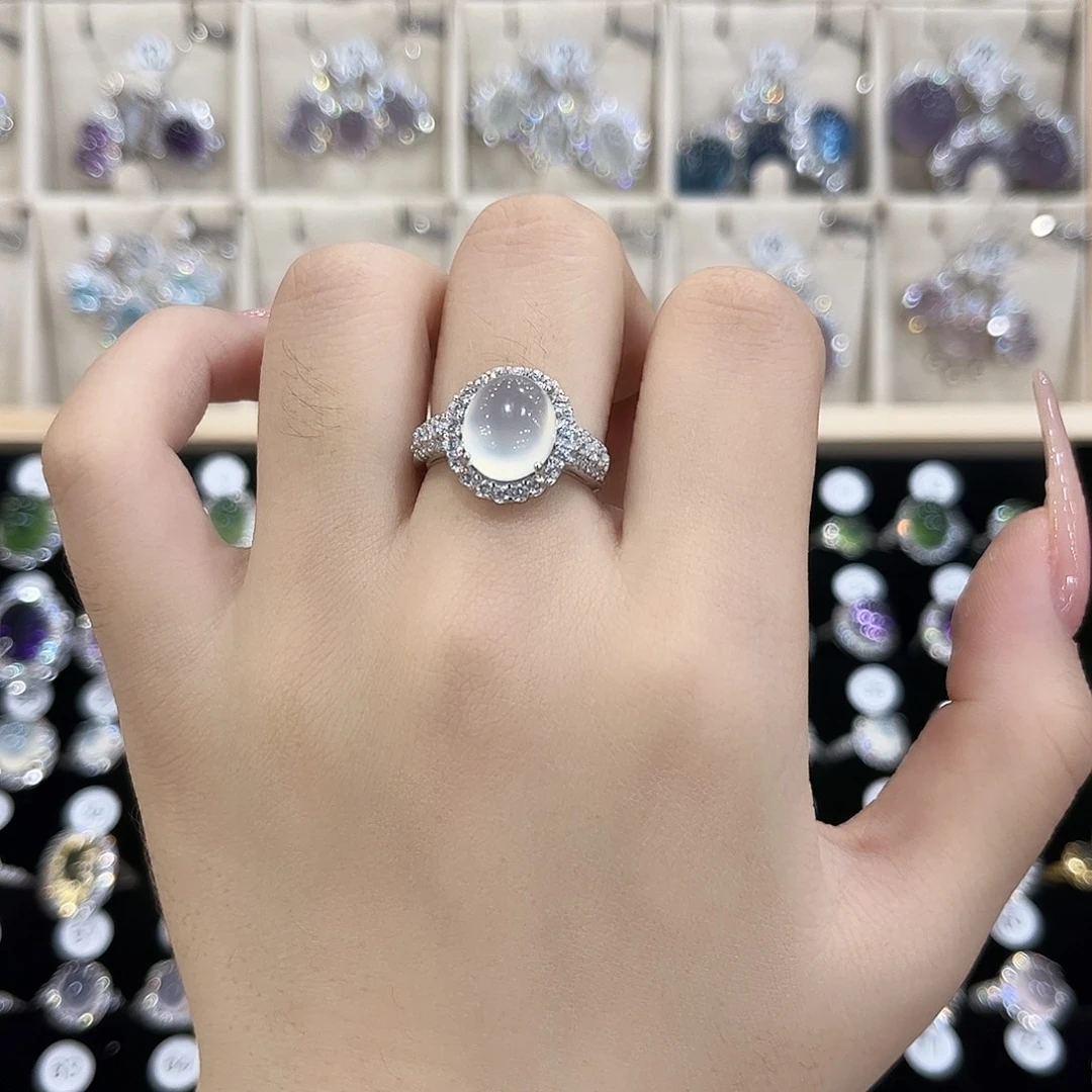 岫玉银S925镶嵌戒指