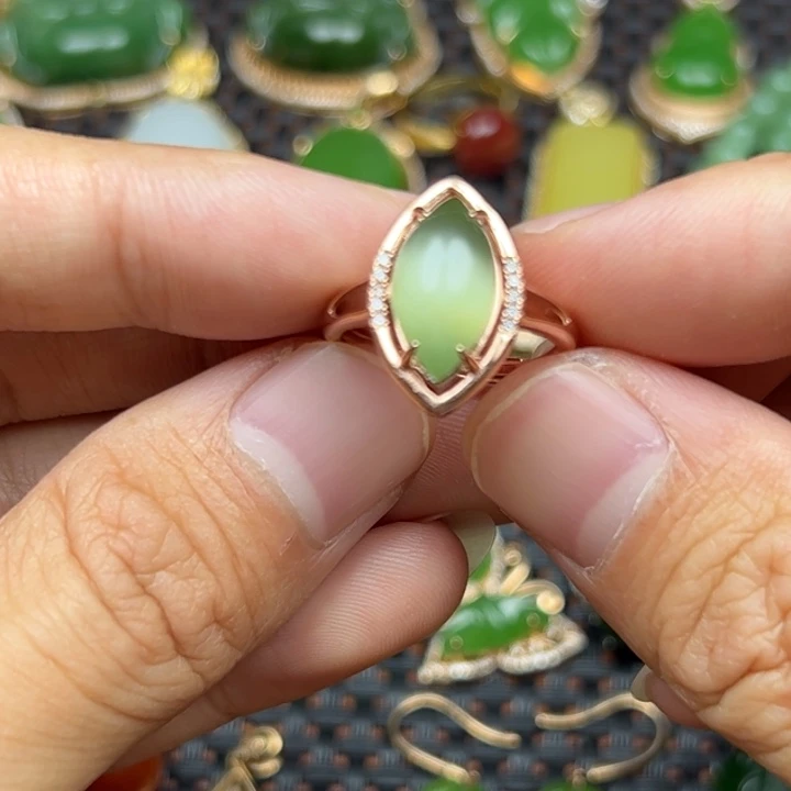 和田玉银S925镶嵌挂件