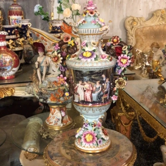 陶瓷寄花工艺蓝奖杯