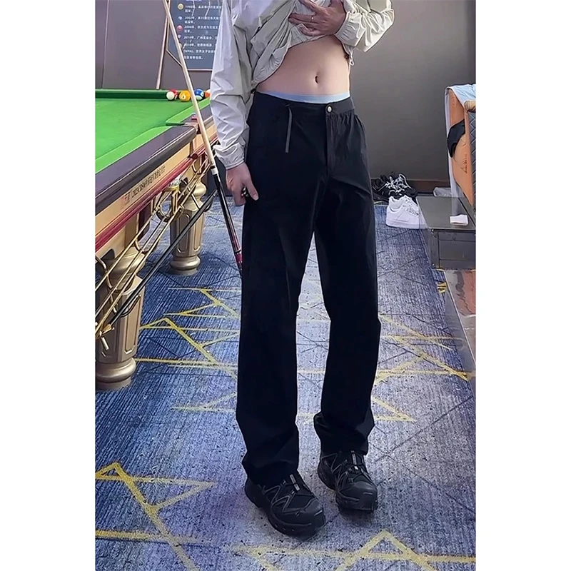 黑色冰丝速干裤子男夏季户外软壳轻薄休闲裤cleanfit美式机能长裤