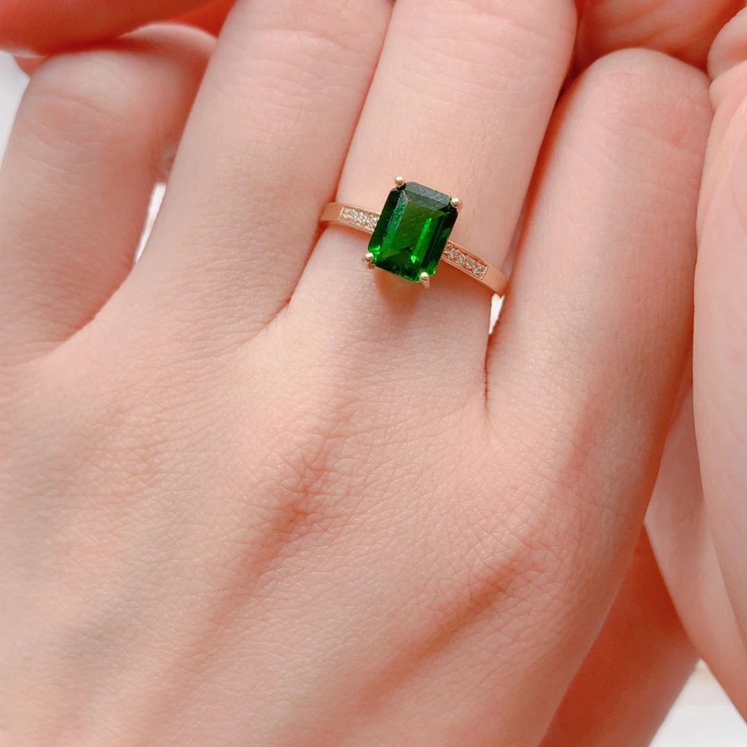 戒指透辉石18K金镶嵌