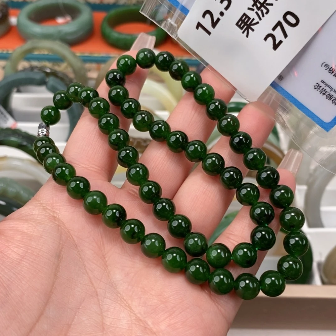 和田玉未镶嵌手镯珠子8回流