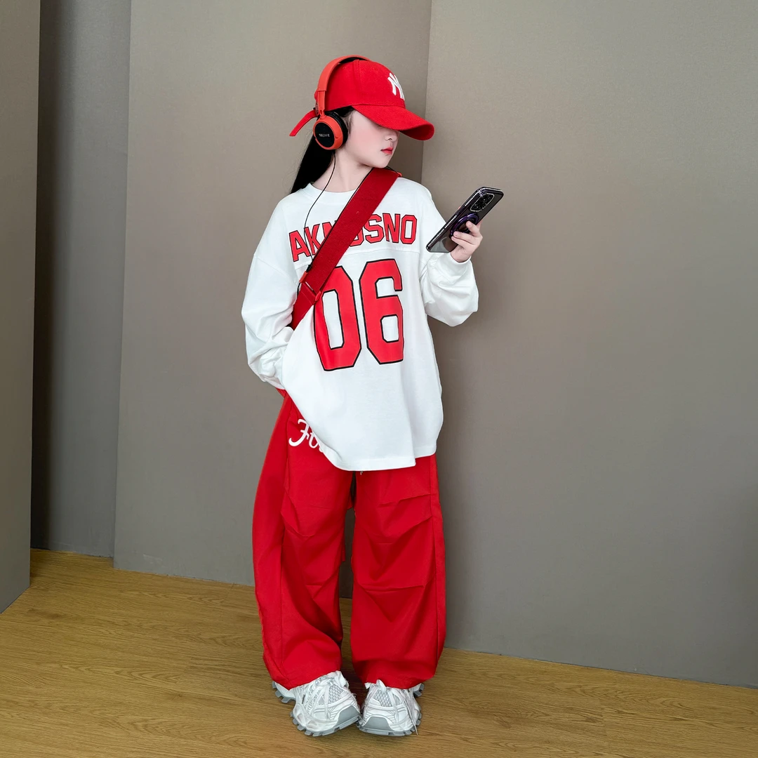 女童2025新款中大童韩版春秋季运动美式炸街宽松卫衣休闲裤套装潮