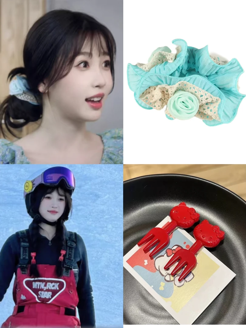 嘘国王在冬眠虞书欣卫枝同款蓝色发圈及凯蒂猫发夹