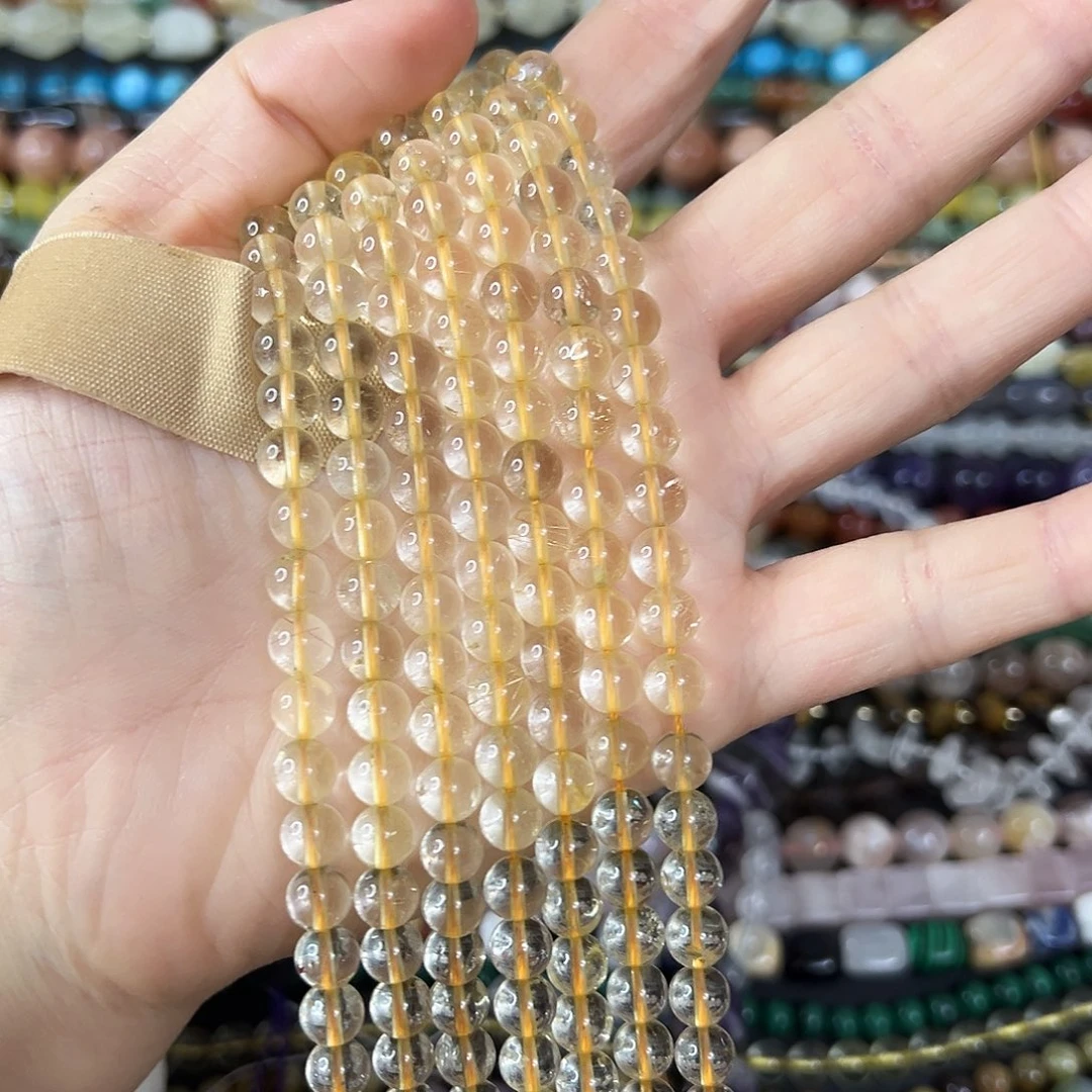 玛瑙/玉髓合金珠宝半成品 卡7左右高透金发晶一条