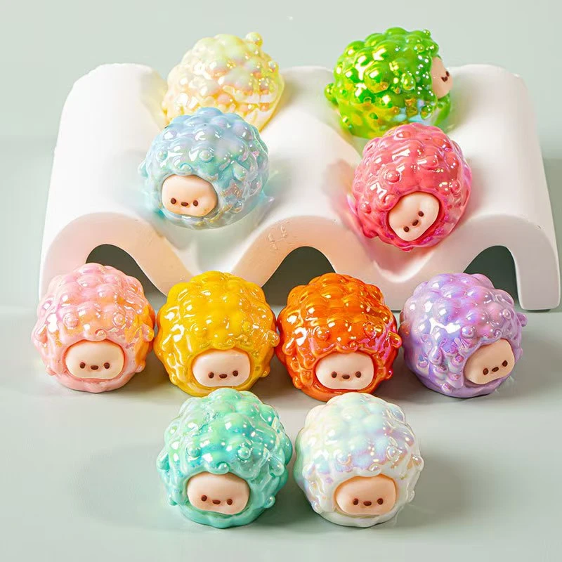 【直播拆】实色和高透电镀小羊公仔DIY可爱桌面摆件