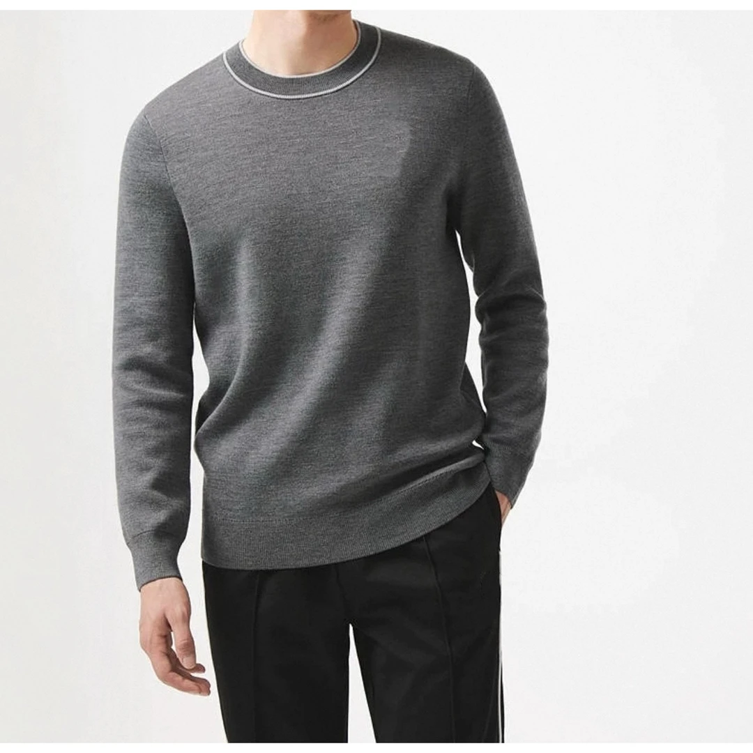 2549-饰边长袖羊毛衫