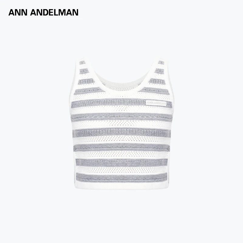 ANN ANDELMAN25春夏设计师款法式撞色条纹毛织背心