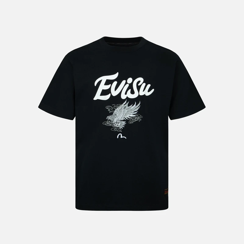 EVISU男士海鸥雄鹰刺绣时尚潮流圆领休闲短袖T恤2ESHTM3TS511XXCT