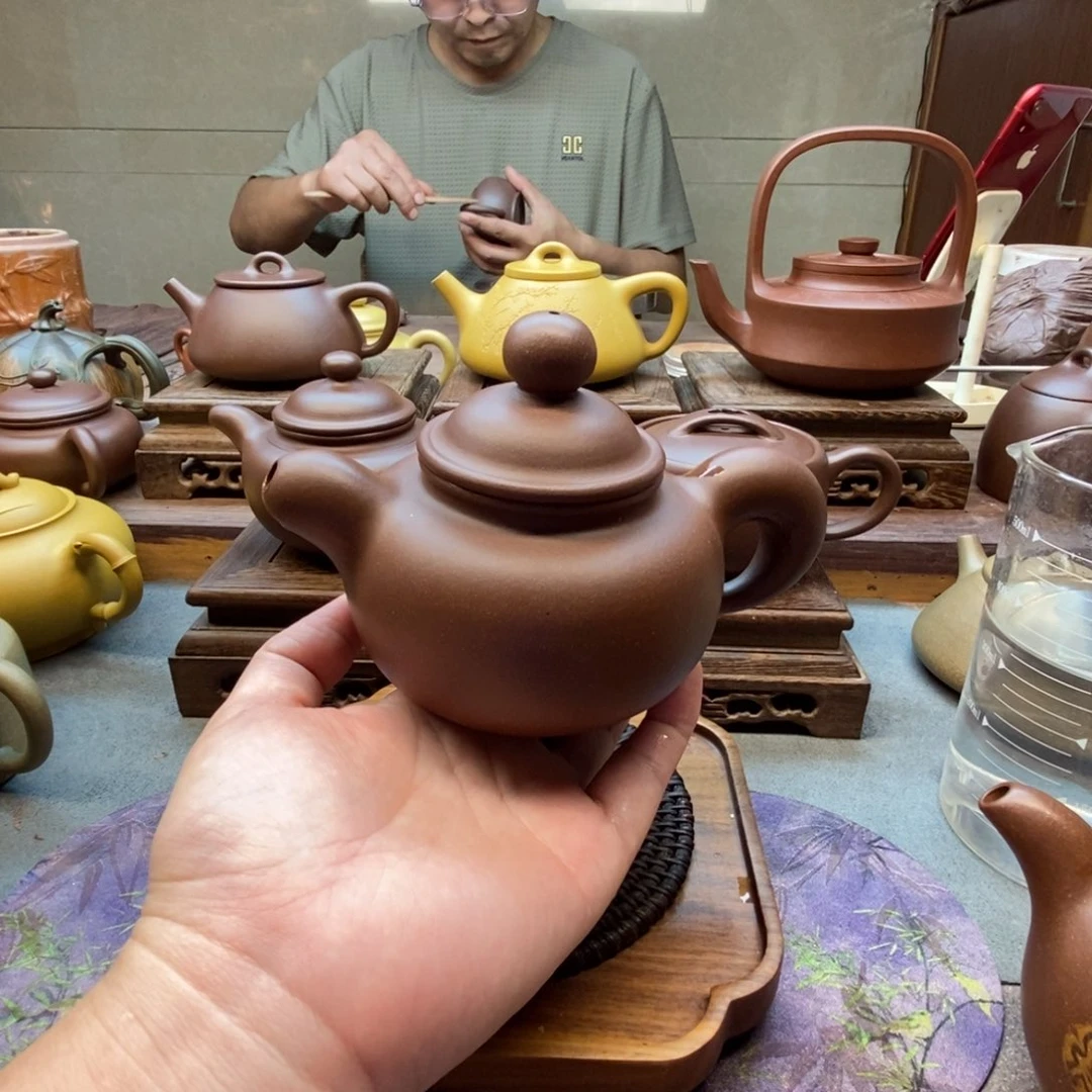 人***戏茶壶紫砂莲子壶（底槽清）