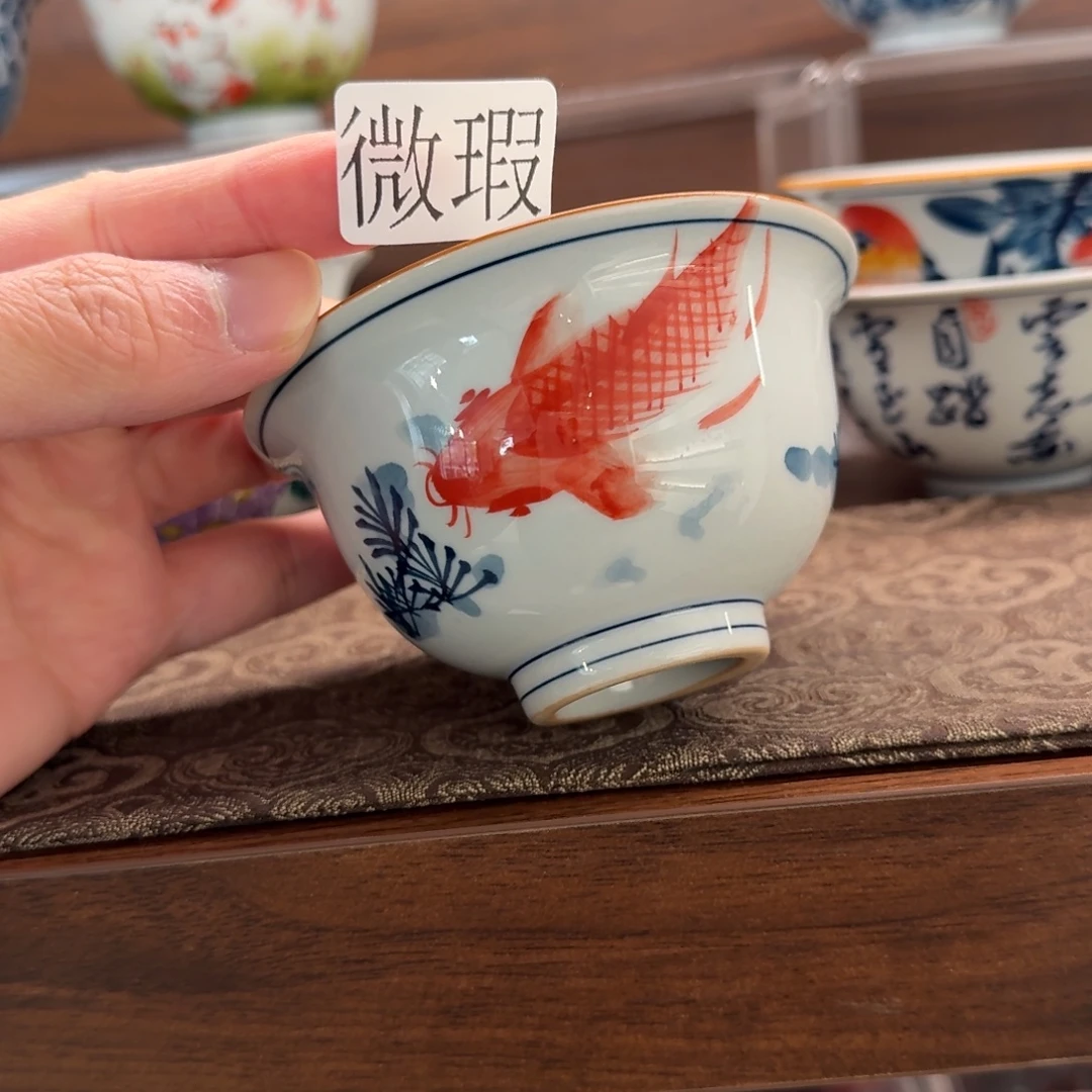 釉下手绘茶具微瑕