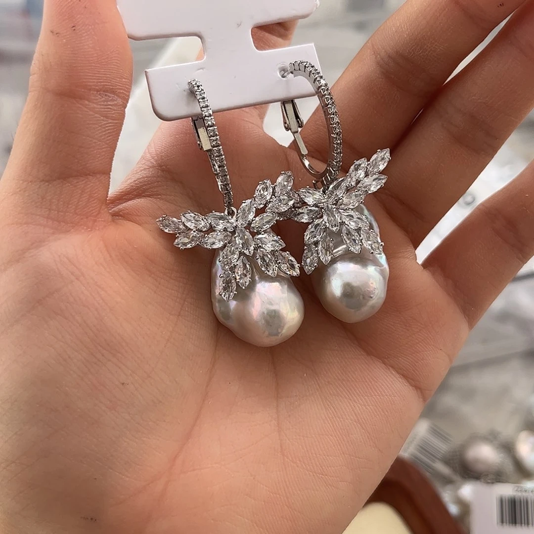 合金淡水珍珠耳饰