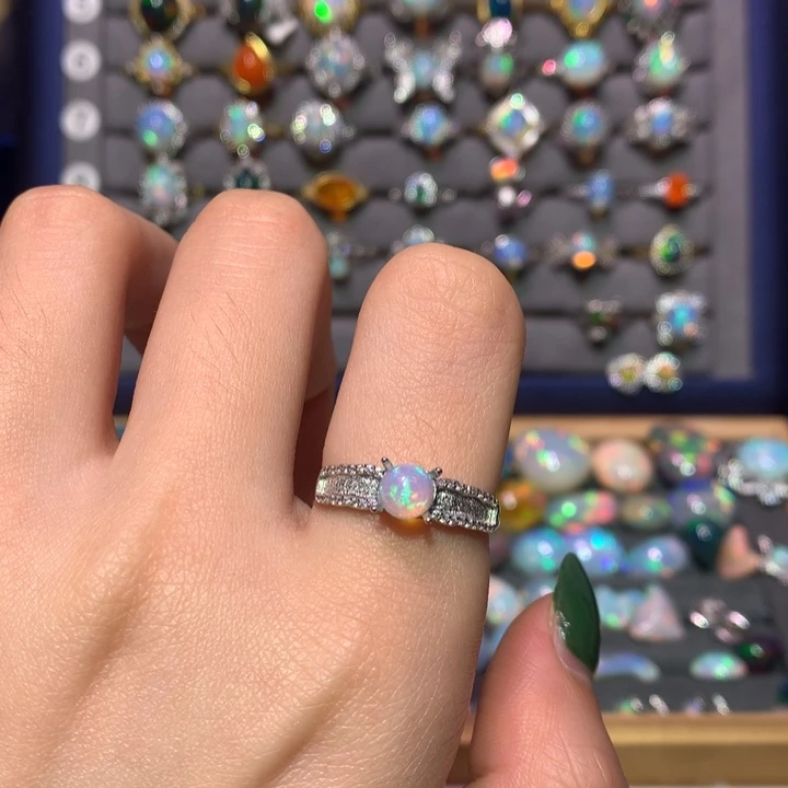 银S925镶嵌欧泊戒指款式月*