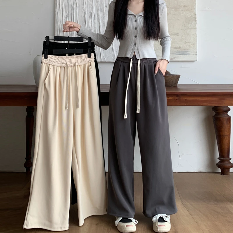 大码2025春秋新款高腰垂感胖mm梨形身材显瘦糯米裤休闲拖地裤9787