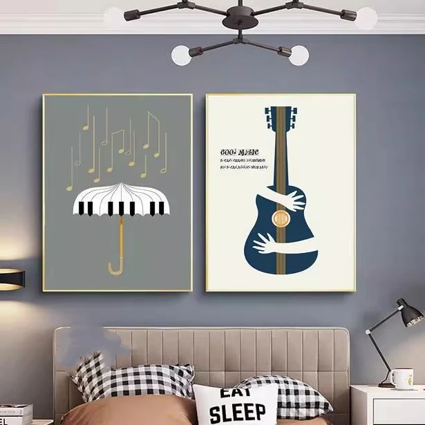 北欧卡通装饰画现代简约风儿童房音乐房玄关沙发背景墙挂画餐厅