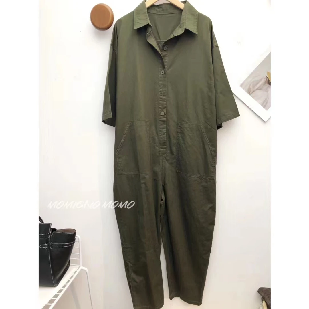 军绿色休闲宽松连体裤