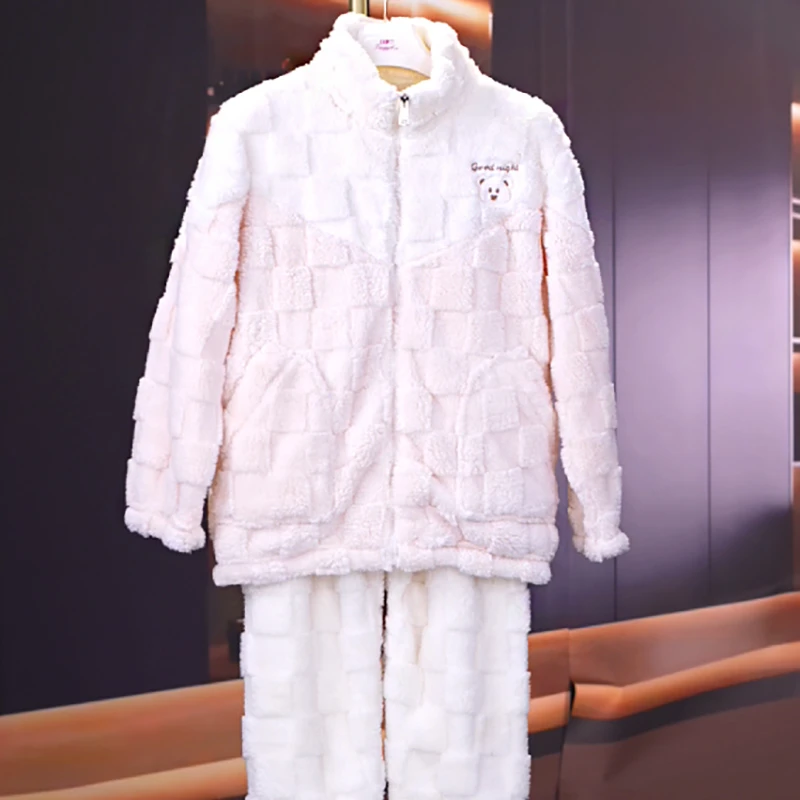 【专属】拉链睡衣女秋冬女加厚学生家居服套装加绒可外穿家居服冬季