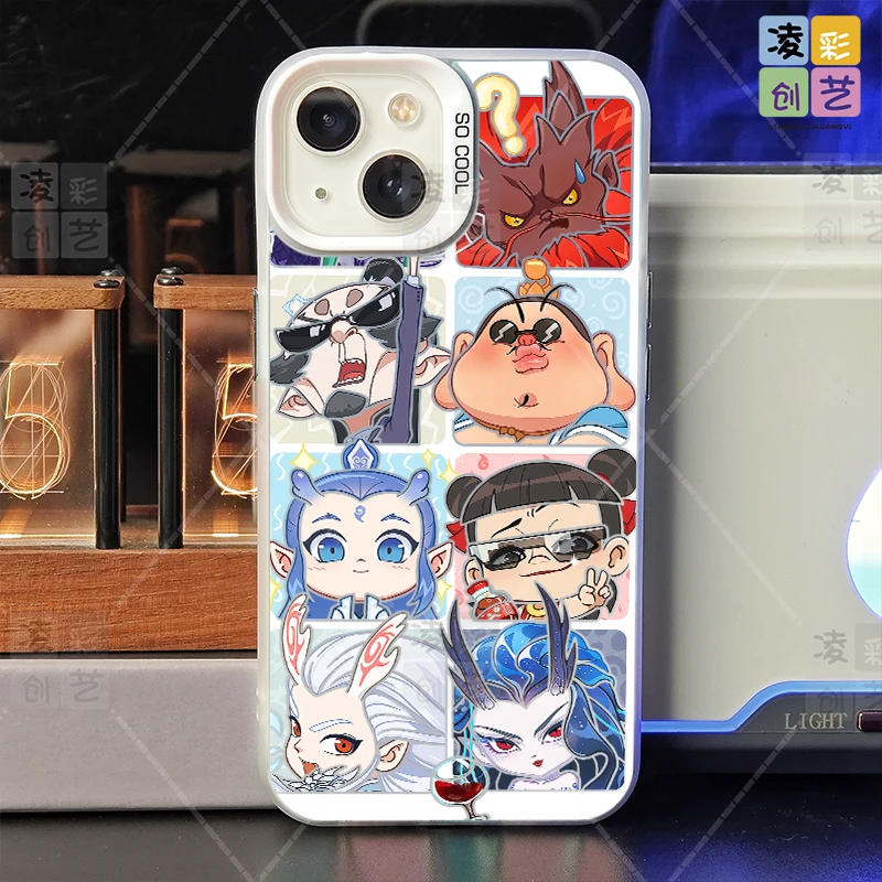 凌彩创艺适用于苹果16小米哪吒二次元哪吒全家福大孔IMD彩银壳