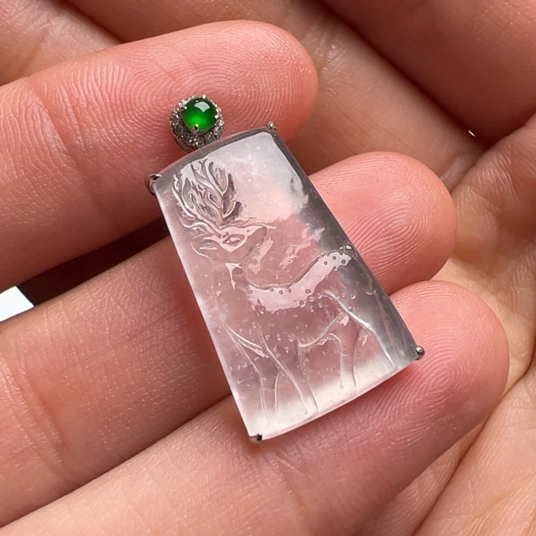 翡翠18K金镶嵌颈饰Y福利款一鹿有你