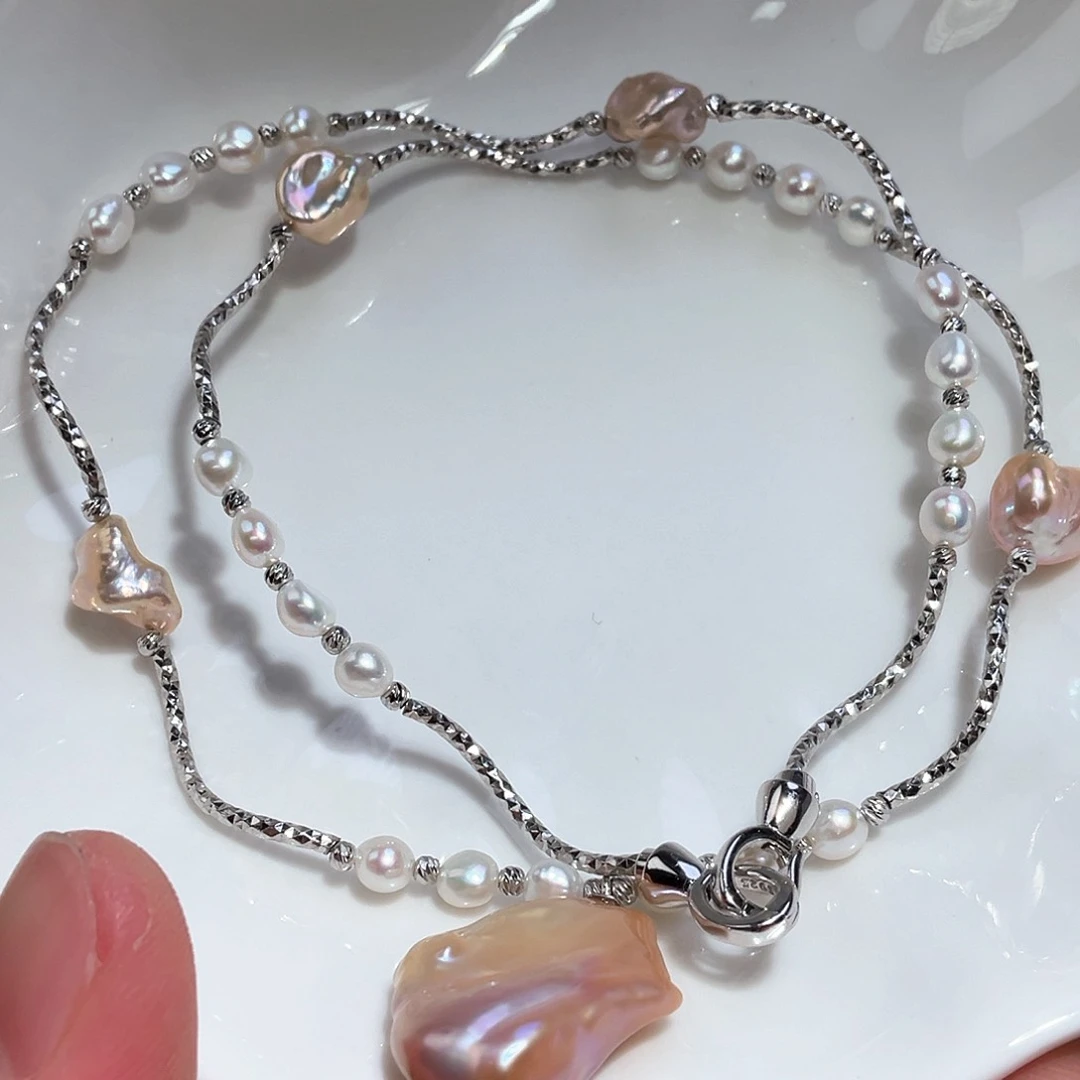 淡水珍珠颈饰银S925镶嵌