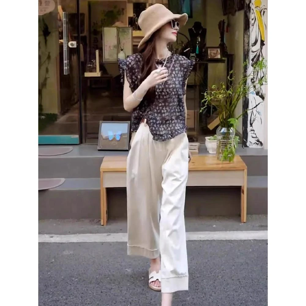 夏装搭配一整套时尚洋气减龄显瘦遮肉高级感短袖休闲裤两件套装女