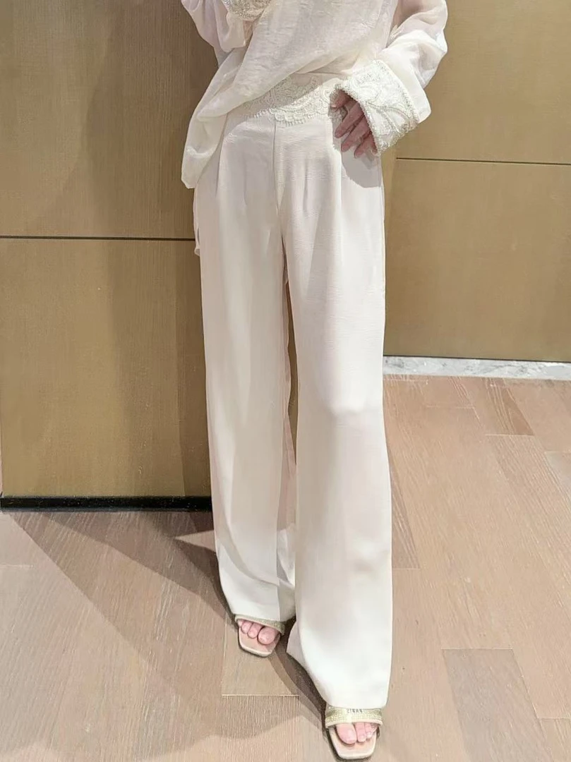 【醋酸裤】凉爽丝滑蕾丝花边长裤