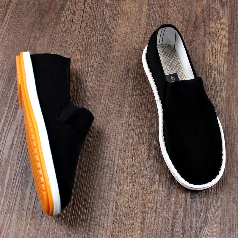 夏季新款老北京布鞋男轻便软底透气耐磨手工牛筋底一脚蹬工作休闲