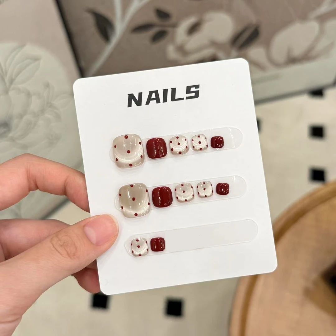 覆盆子（脚甲12片装）-茉莉Molly轻奢手工穿戴甲