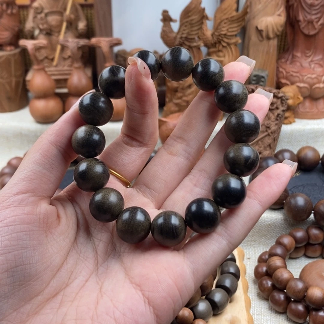 先***刻檀香木手串/手链迈索尔，老山檀香，阴沉1.5焦糖