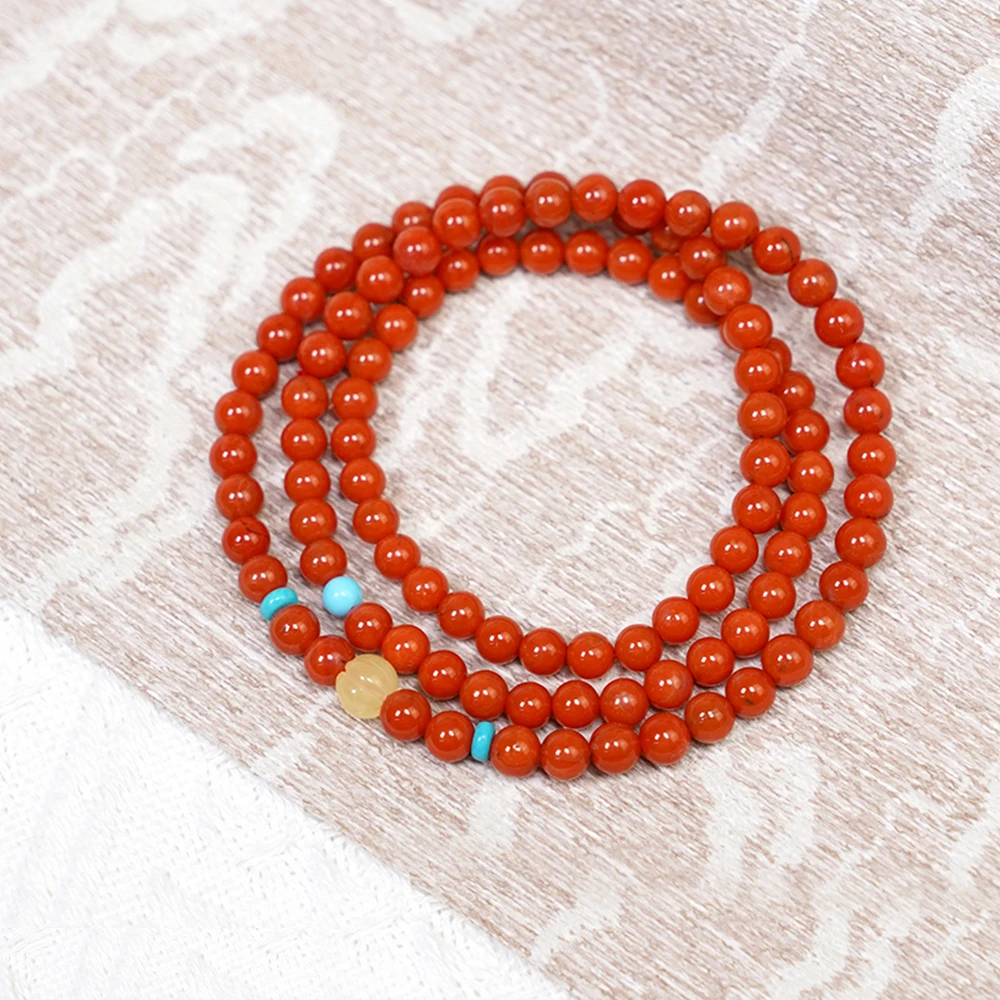 天然川料南红柿子红三圈精美手串QF-C54（多样性发一）