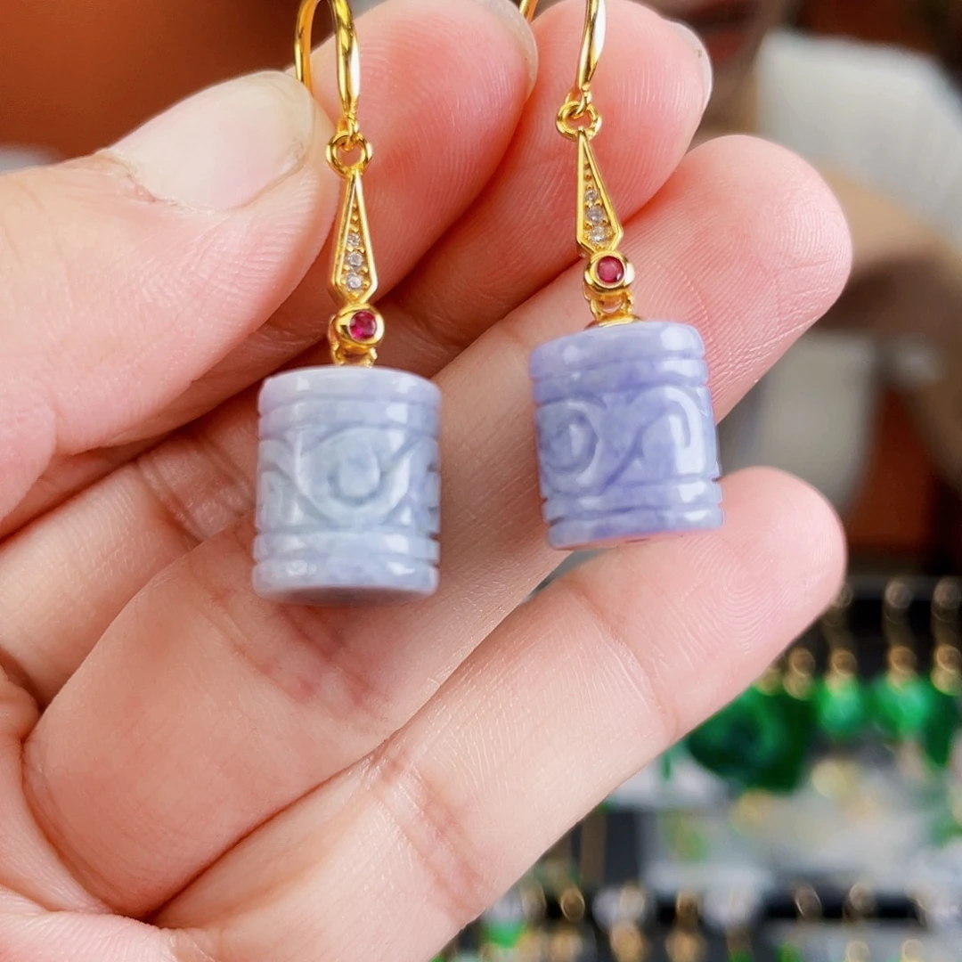 银S925镶嵌翡翠耳饰