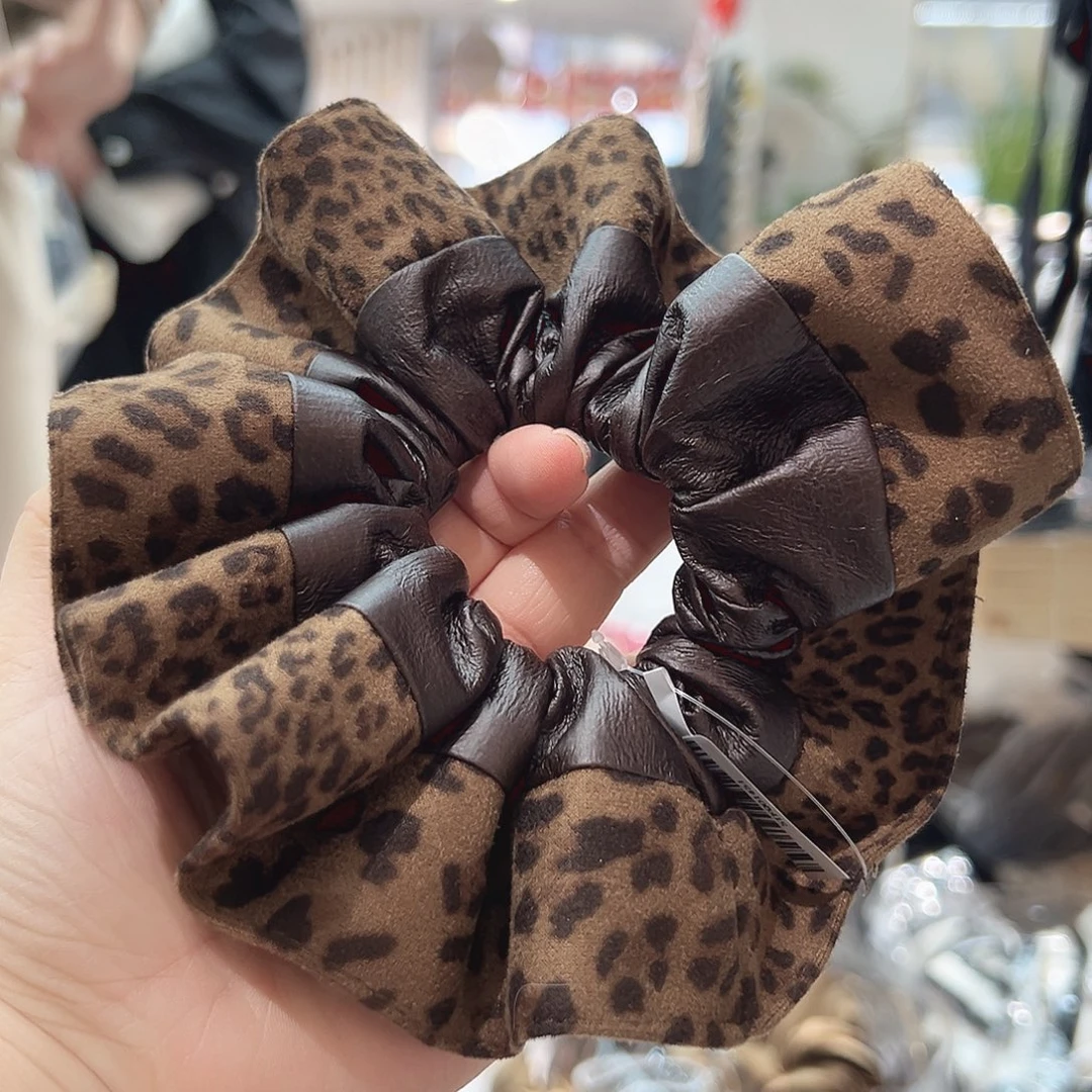 非金属豹纹拼皮发圈