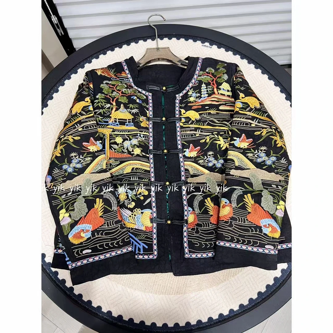 【烟柳】新中式国风重工刺绣圆领对襟加棉上衣