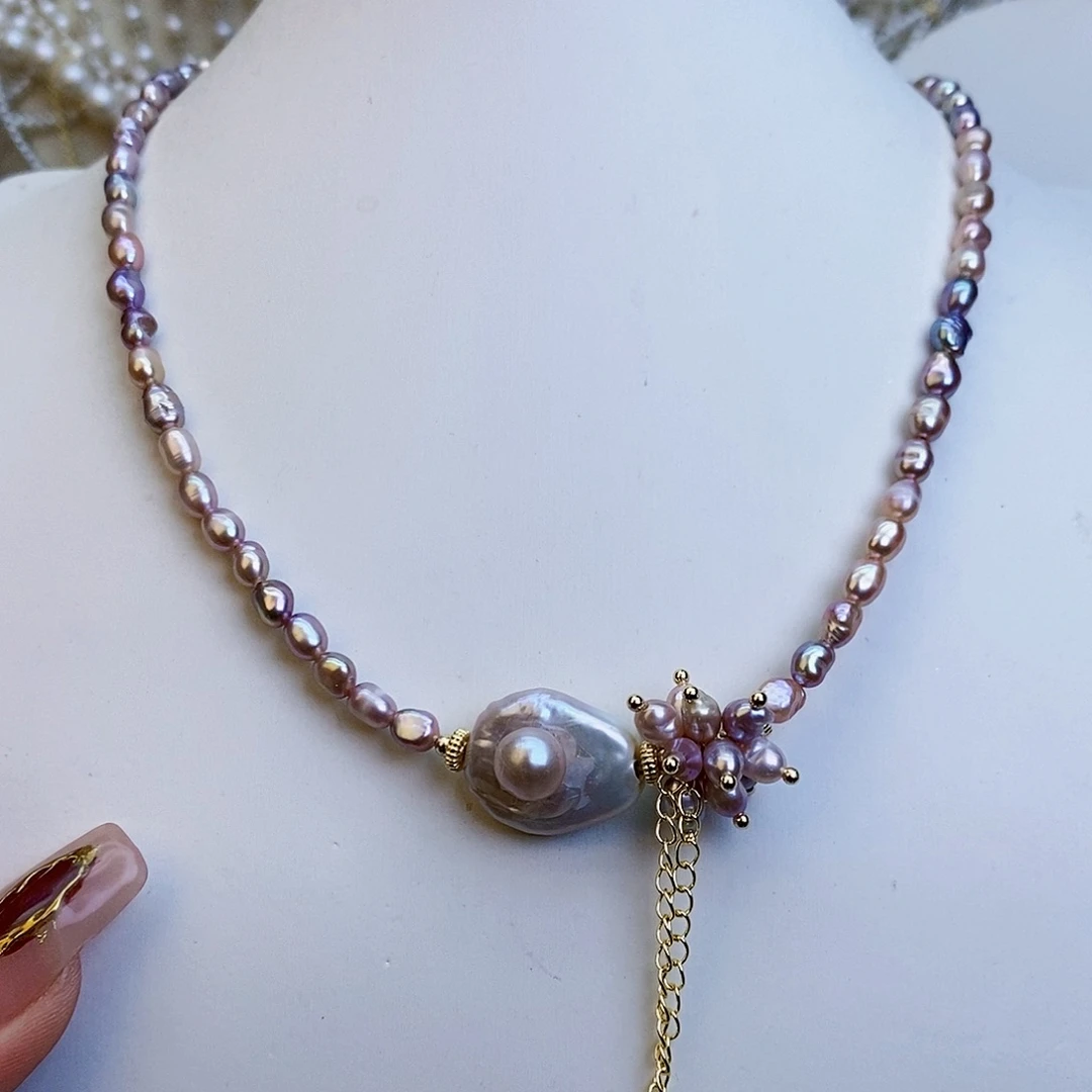 淡水珍珠颈饰银S925镶嵌