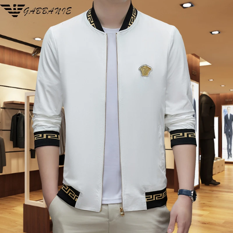 意大利专柜男士高档夹克春秋季韩版时尚休闲薄款立领潮流修身外套