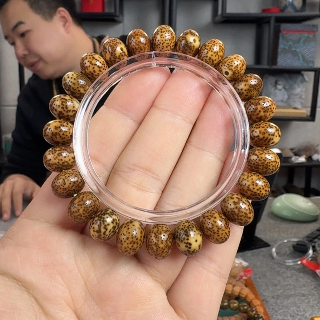 星月菩提手串D9651星月陈籽虎皮算盘珠手串12*9左右