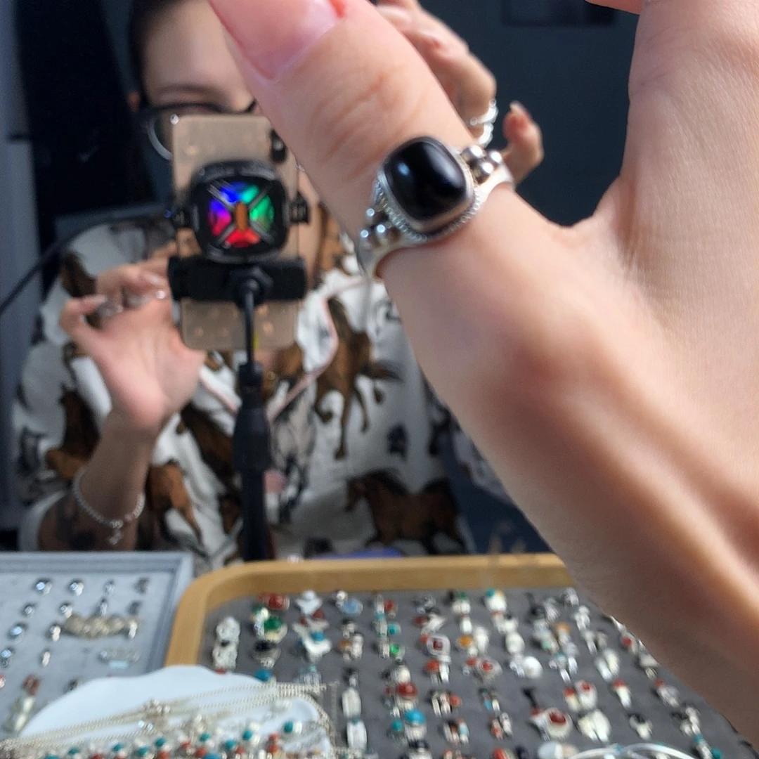 玻璃925银925银戒指