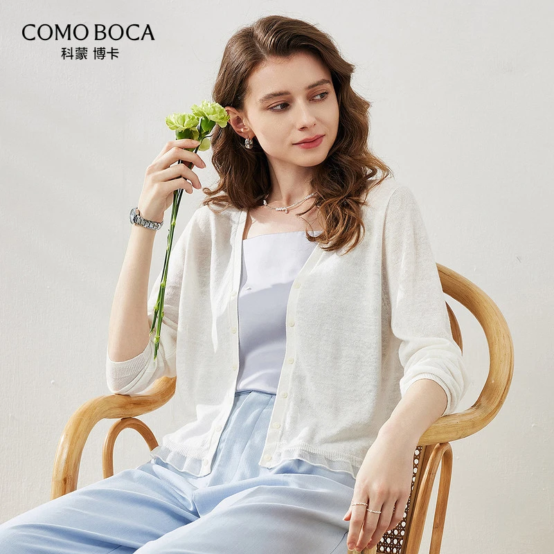 COMOBOCA/科蒙·博卡气质针织轻薄外套拼接宽松衣百搭小衫KST1069