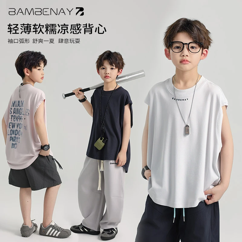 现货 班贝纳【坎肩无袖背心】男舒适休闲运动T恤夏款中大儿童G5938