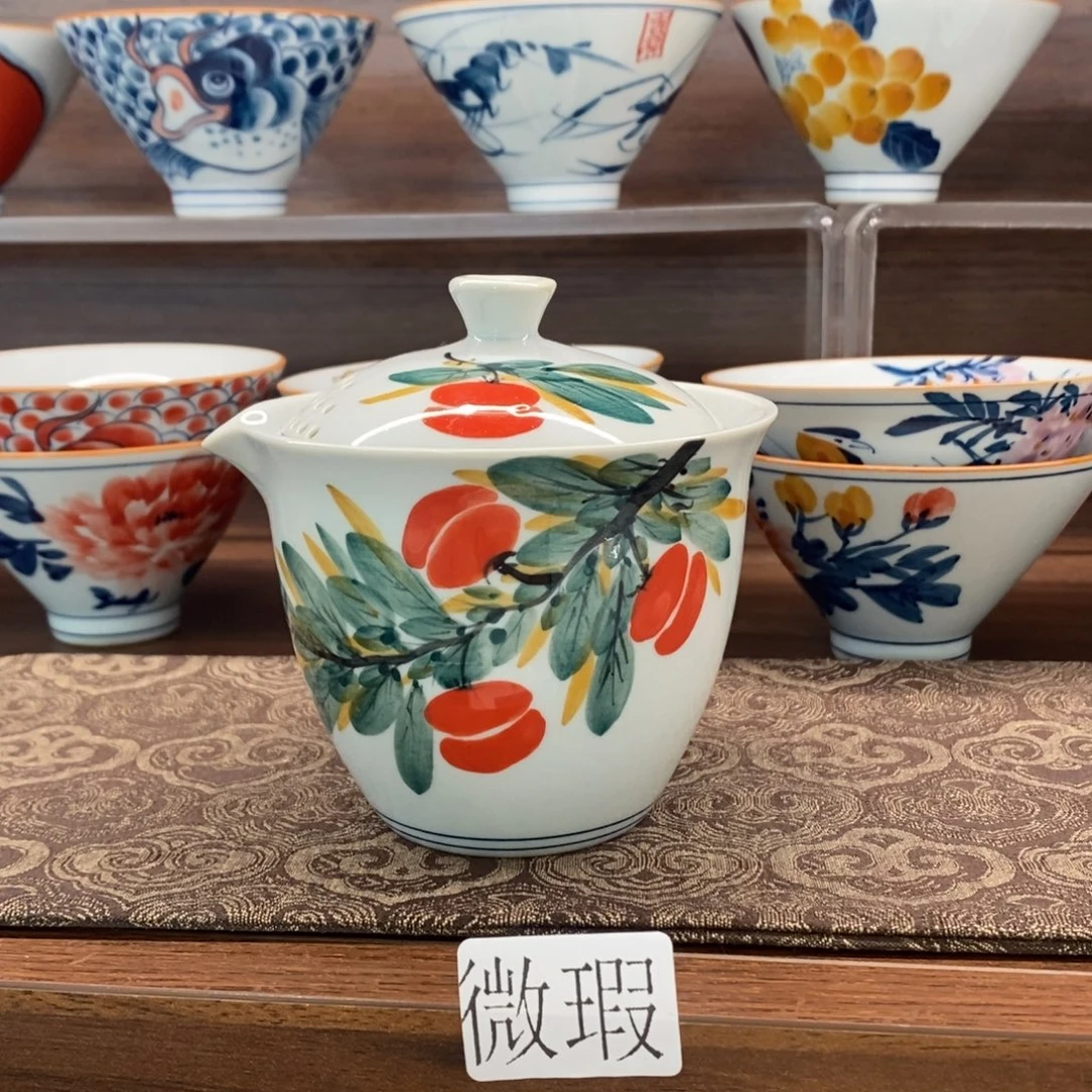 釉下手绘茶具微瑕