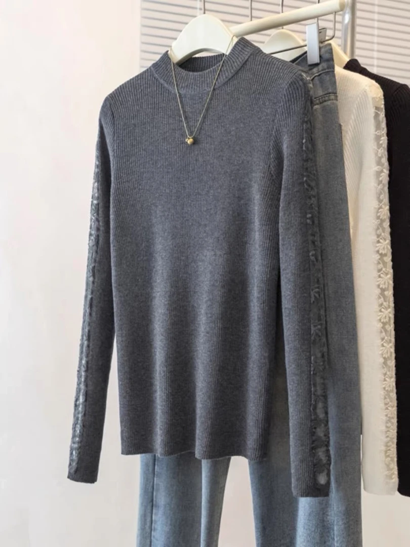041 时尚百搭简约羊毛针织衫上衣减龄毛衣打底显瘦