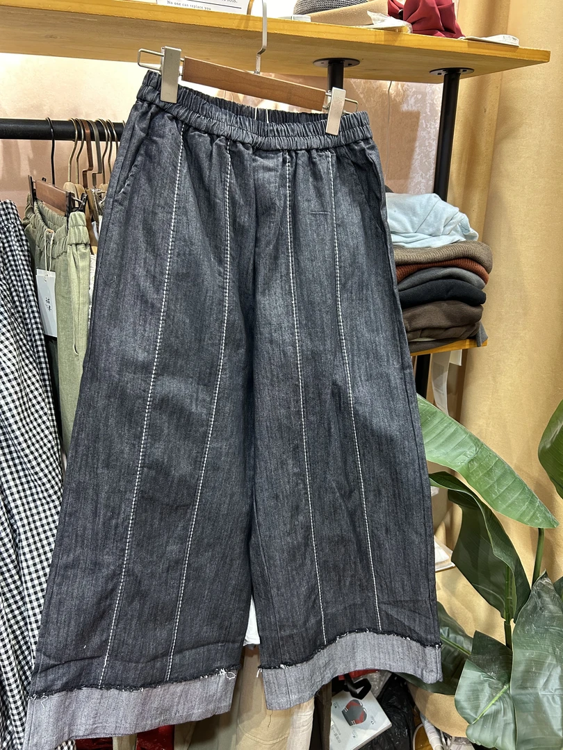 【丸子】▪春夏款直筒卷边显瘦遮胯牛仔裤