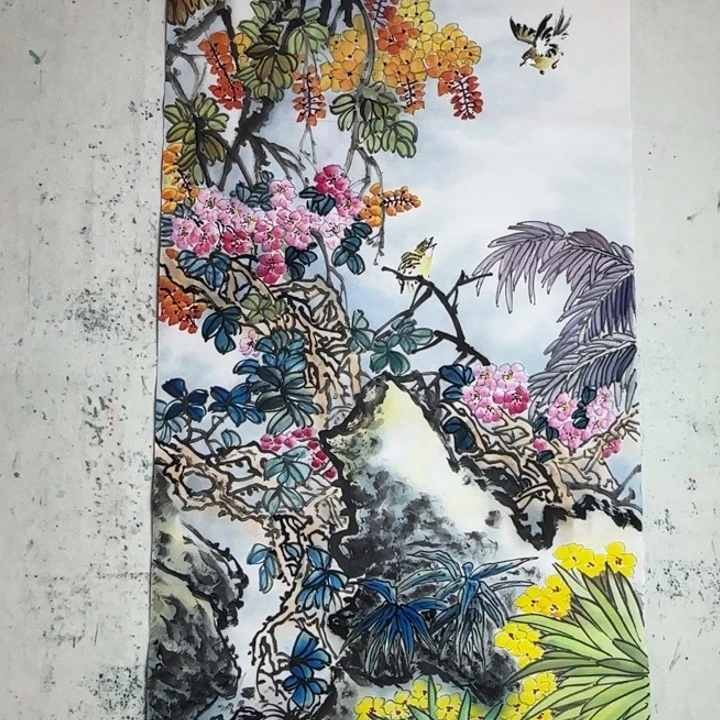 国画手绘国风国画作品四尺