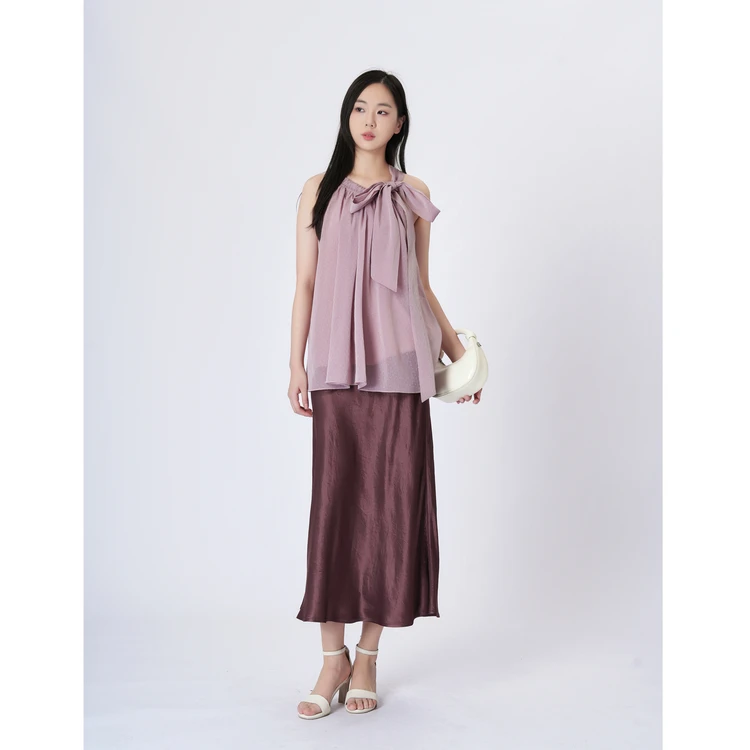 西町村屋蝴蝶结绑带挂脖新款气质套装小衫鱼尾裙两件套XXAB10024