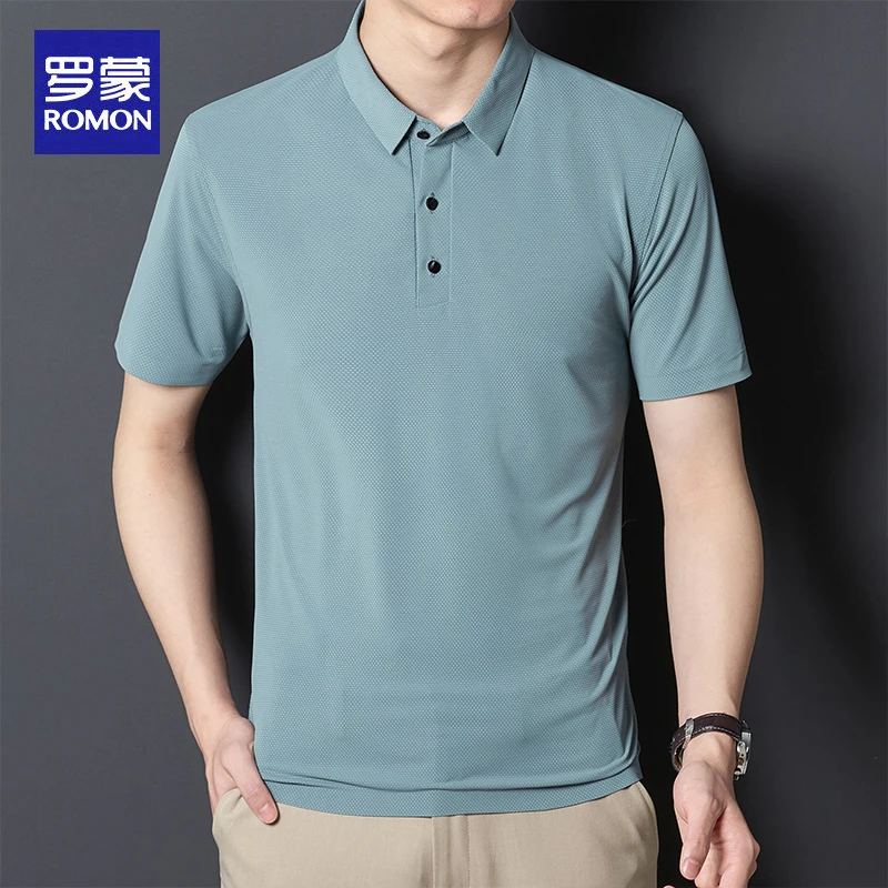罗蒙夏季纯色商务休闲短袖Polo衫透气男装运动休闲t恤聚会POLO衫