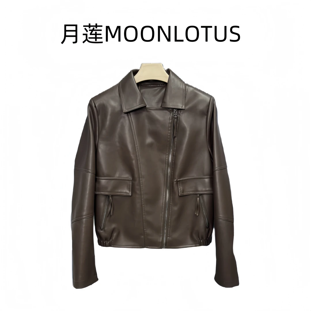 G030春秋磨砂常规薄款水洗皮短款皮衣修身设计师上衣秋冬女士