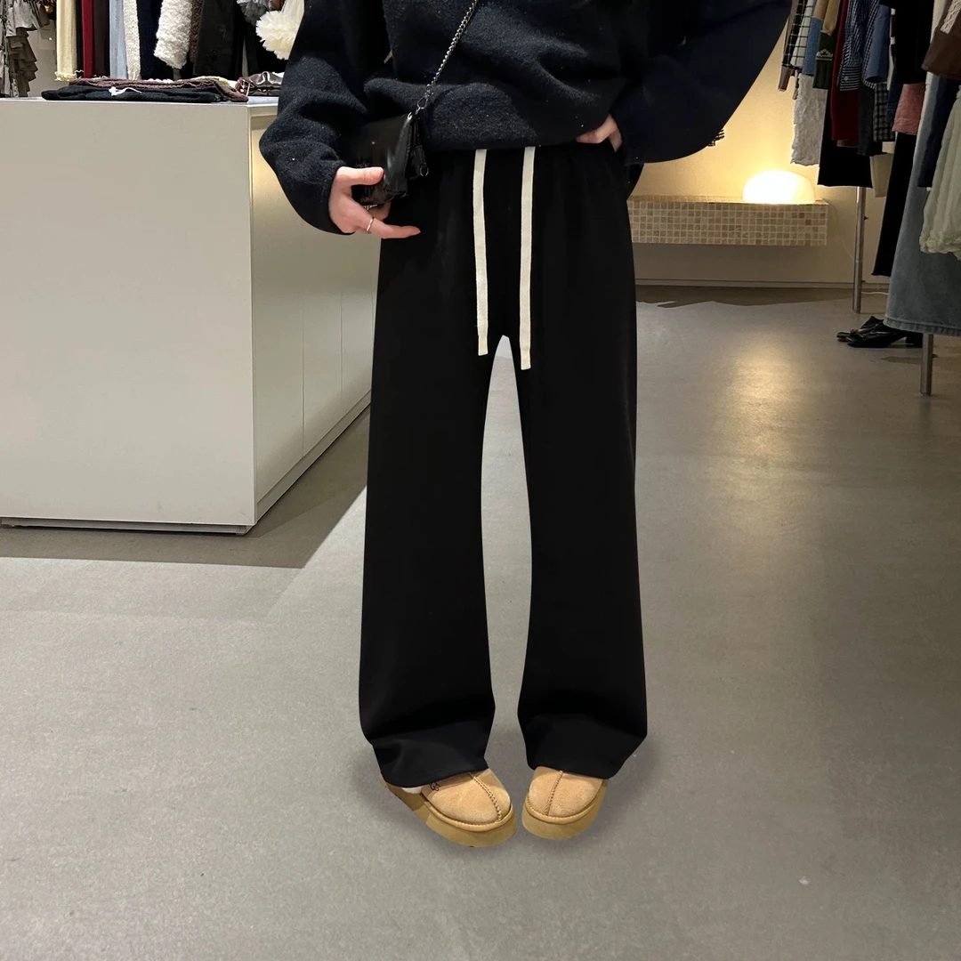 【FFKY】35-68春季高腰系带宽松垂感拖地阔腿裤糯糯休闲裤