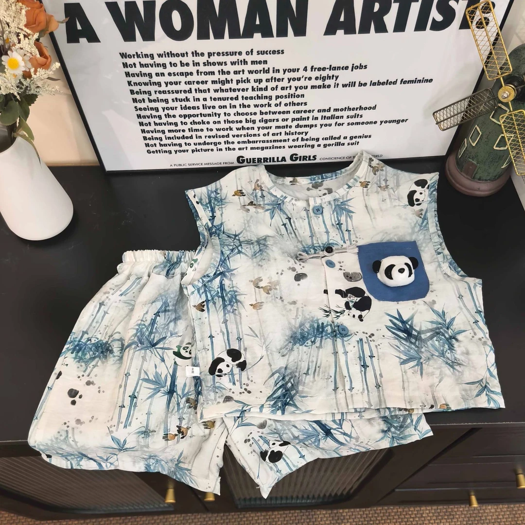 【国风套装】夏季新款儿童套装韩版男童时尚透气宝宝无袖两件套休闲