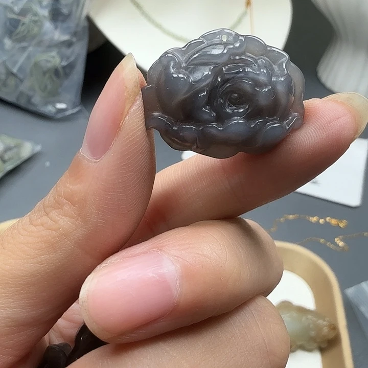 颈饰银S925镶嵌和田玉58