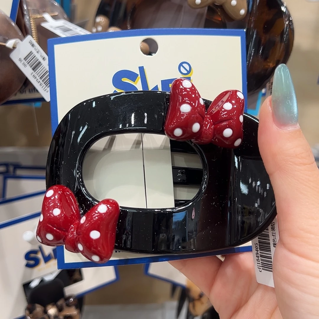 无非金属红色蝴蝶结黑色贝壳夹